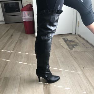 Thigh-high fashion heeled boots